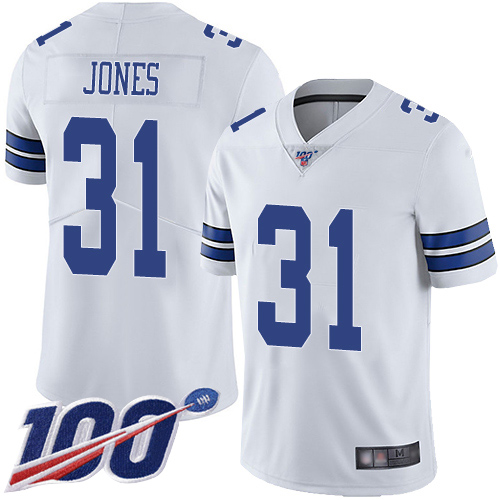 Men Dallas Cowboys Limited White Byron Jones Road #31 100th Season Vapor Untouchable NFL Jersey